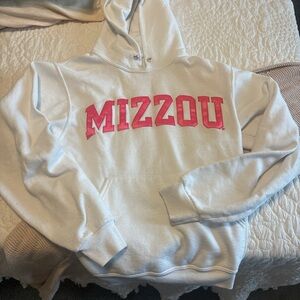 White Hoodie with Pink MIZZOU Logo